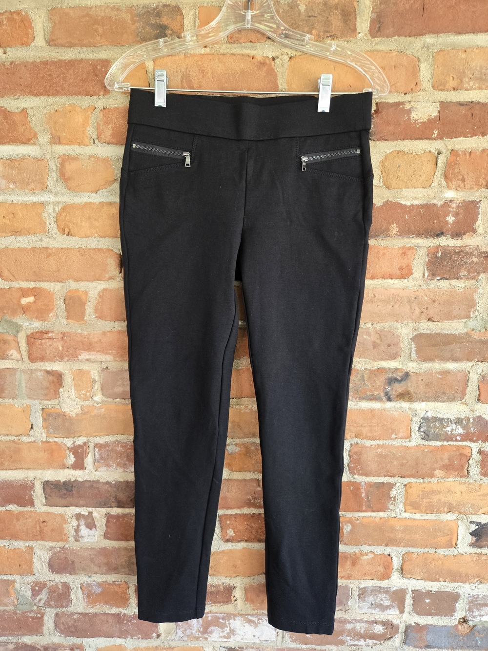 Ann Taylor Black Ankle Skinny Pants with Zip Accents
